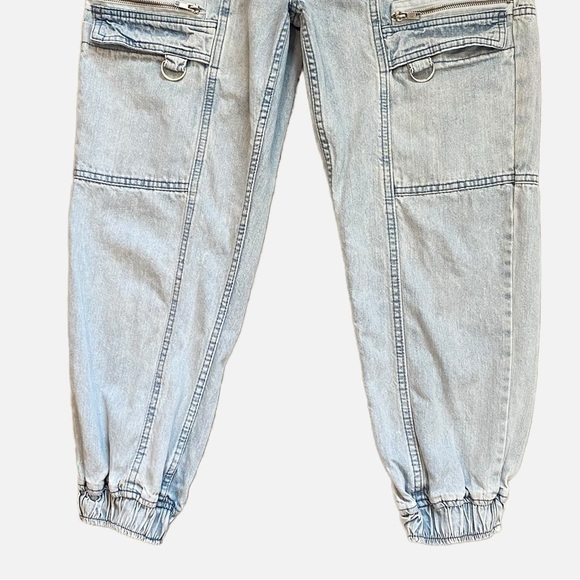 Hot Topic Indigo Denim Cargo Jogger Pants Size 7 - Picture 3 of 10
